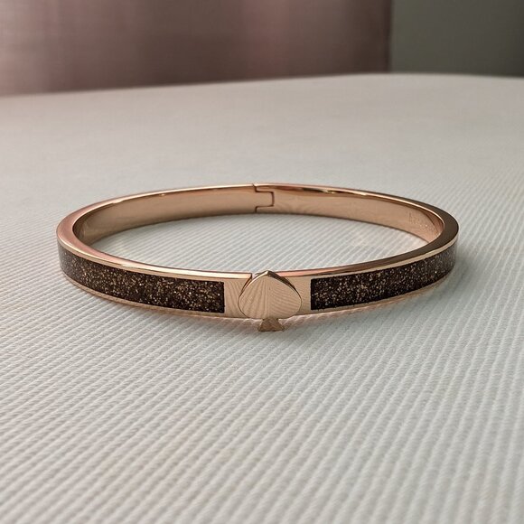 Kate Spade Glitter Bangle Bracelet - Pink Gold - Great Condition - Picture 1 of 8